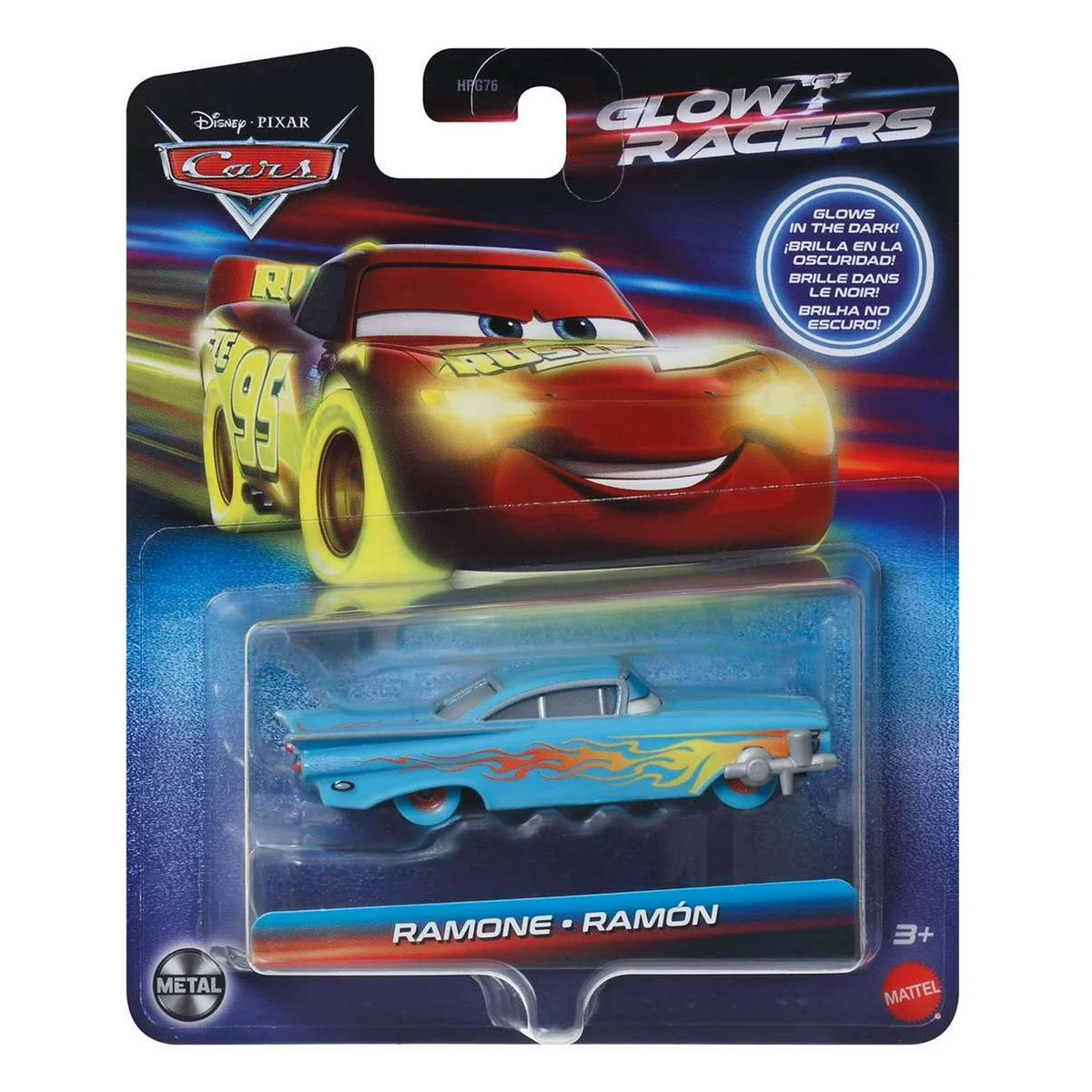 Disney Pixar Cars Glow Racers Ramone, Toy Car, Authentic Character Vehicles, Cars Movies, Disney+ Cars on the Road, Kids Push-Around Play, Glow in the Dark