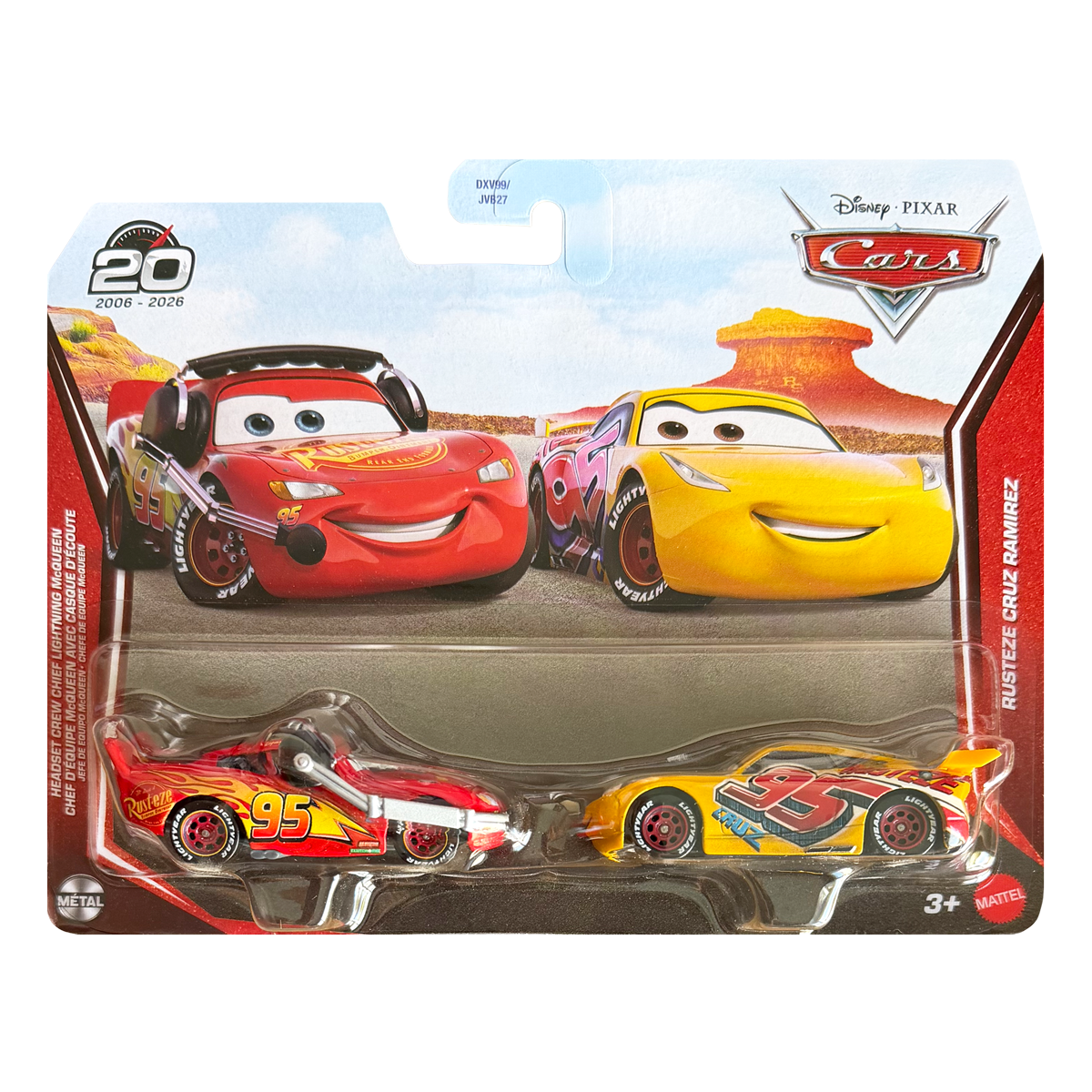 Disney Pixar Cars Headset Crew Chief Lightning McQueen and Rusteze Cruz Ramirez 20th Anniversary 2-Pack 2026, Die-Cast Metal Toy Car, Authentic Character Vehicles, Cars Movies, Disney+ Cars on the Road, Kids Push-Around Play