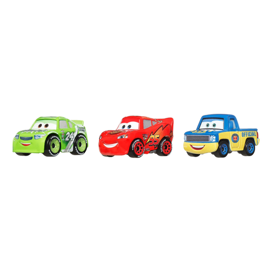 Disney Pixar Cars Mini Racers 3-Pack Lightning McQueen Brick Yardley and Dexter Hoover, Toy Car, Authentic Character Vehicles, Cars Movies, Disney+ Cars on the Road, Kids Push-Around Play, Fans, Collectors