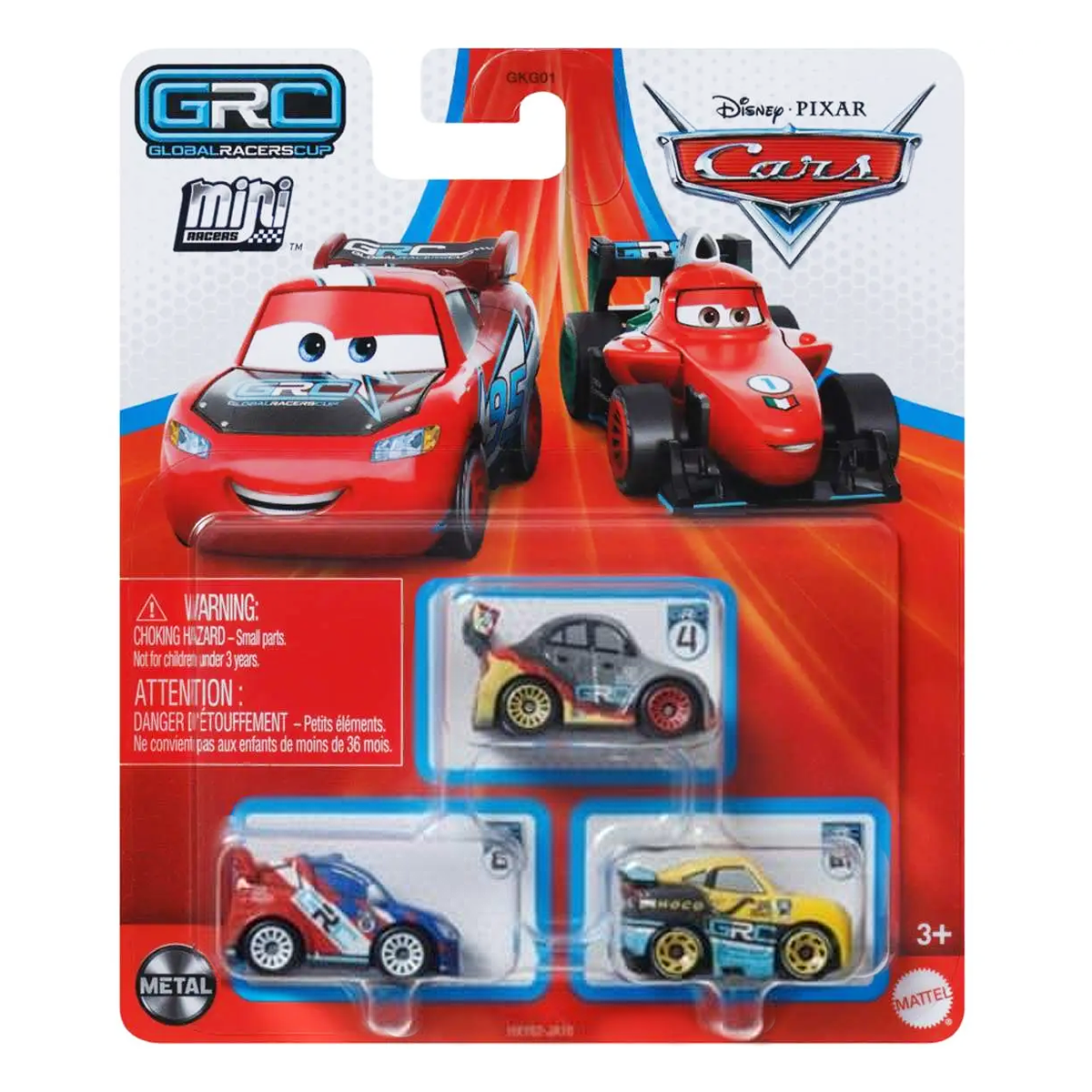 Disney Pixar Cars Mini Racers 3-Pack GRC Racers Raoul Caroule Max Schnell and Cruz Ramirez, Toy Car, Authentic Character Vehicles, Cars Movies, Disney+ Cars on the Road, Kids Push-Around Play, Fans, Collectors