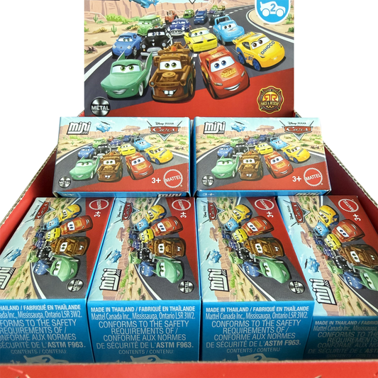 Disney Pixar Cars Mini Racers Series 2 3, Blind Packaging 1 Pack, Lightning McQueen, Doc Hudson, Ramone, Mater, Sheriff, Sterling, Rusteze Cruz Ramirez, Toy Car, Authentic Character Vehicles, Cars Movies, Disney+ Cars on the Road, Kids Push-Around Play, Fans, Collectors
