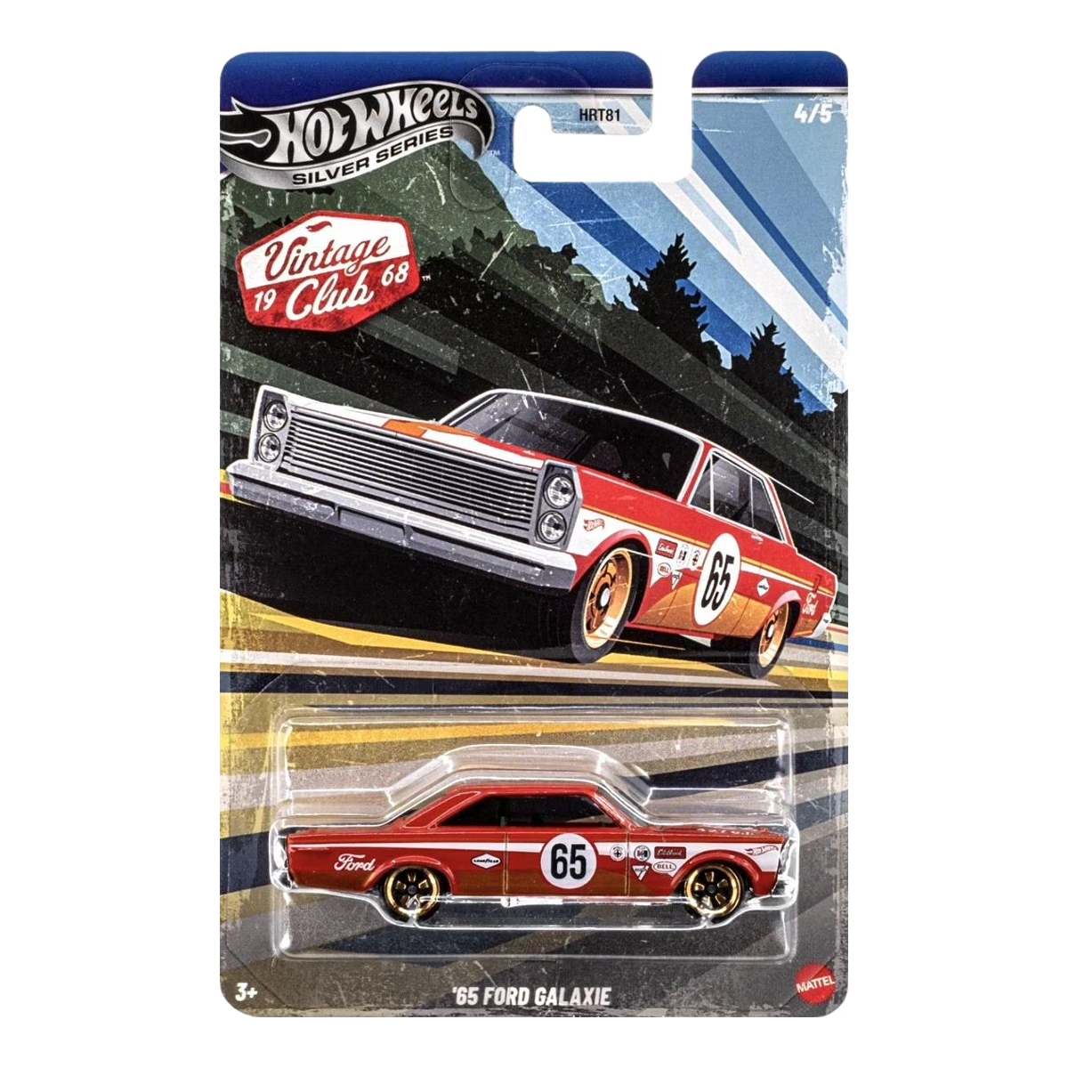 Hot Wheels 65 Ford Galaxie Vintage Club Silver Series, 1:64 Scale Die-Cast, Cars Vehicles, Push and Play Car Toy