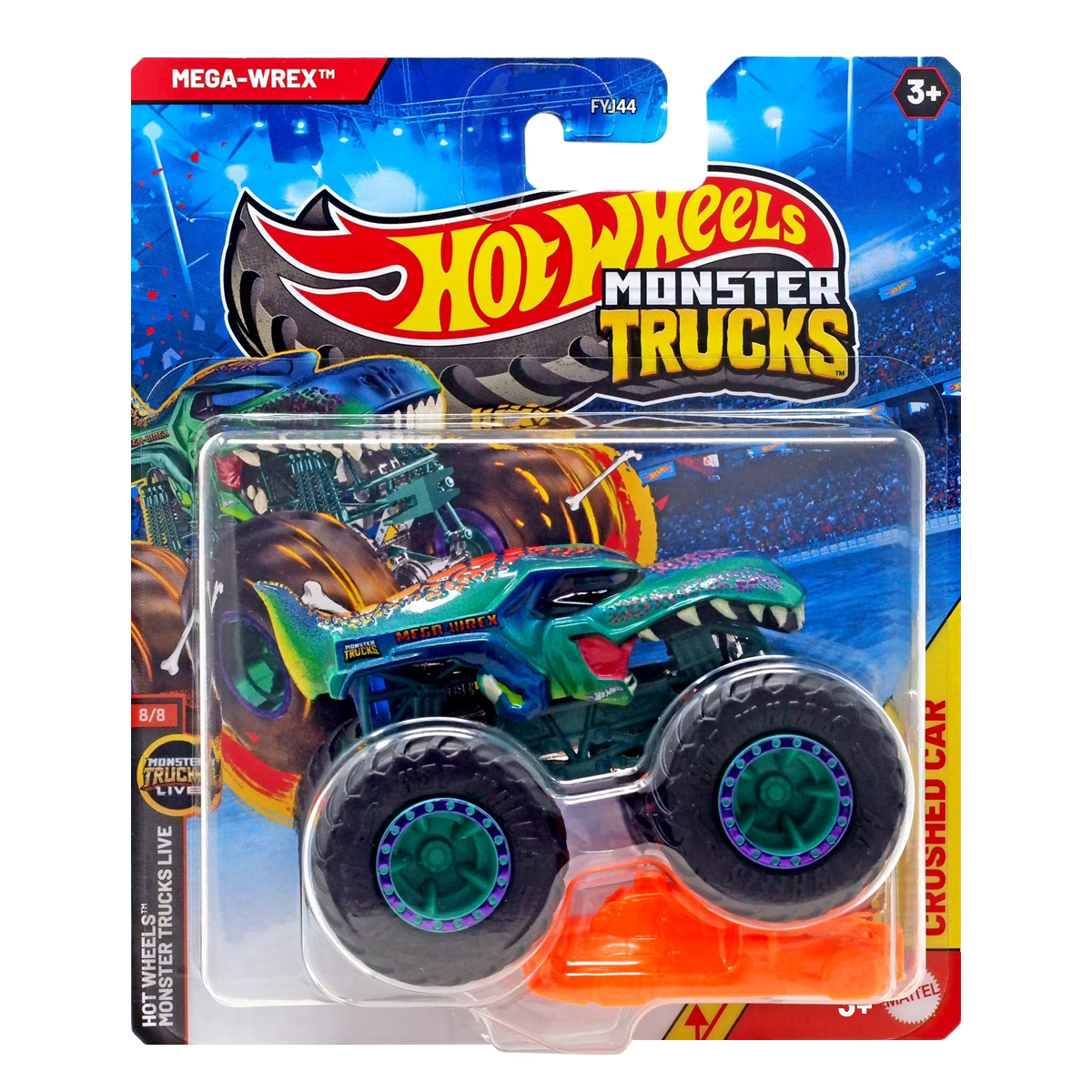 Hot Wheels Monster Trucks Mega-Wrex, HWMT, Crushed Car, 1:64 Scale, Authentic Vehicle Replicas, Cars, Display and Play, Mattel, 2026