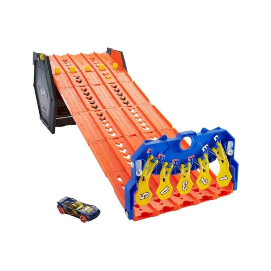 Hot Wheels Roll Out Raceway Track Set, 5-Lane, Bucket Car Holder, Push and Play Car, Toy Cars, Stunt Race Adventure, Fan Favorite, Collector, 2026