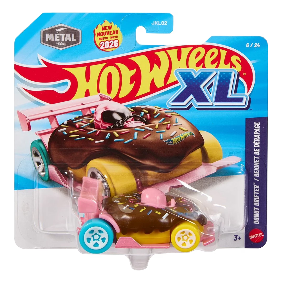 Hot Wheels XL Donut Drifter, Collectors Enthusiasts, Display or Play, 1:43 Scale Die-Cast, Cars Vehicles, Push and Play Car Toy