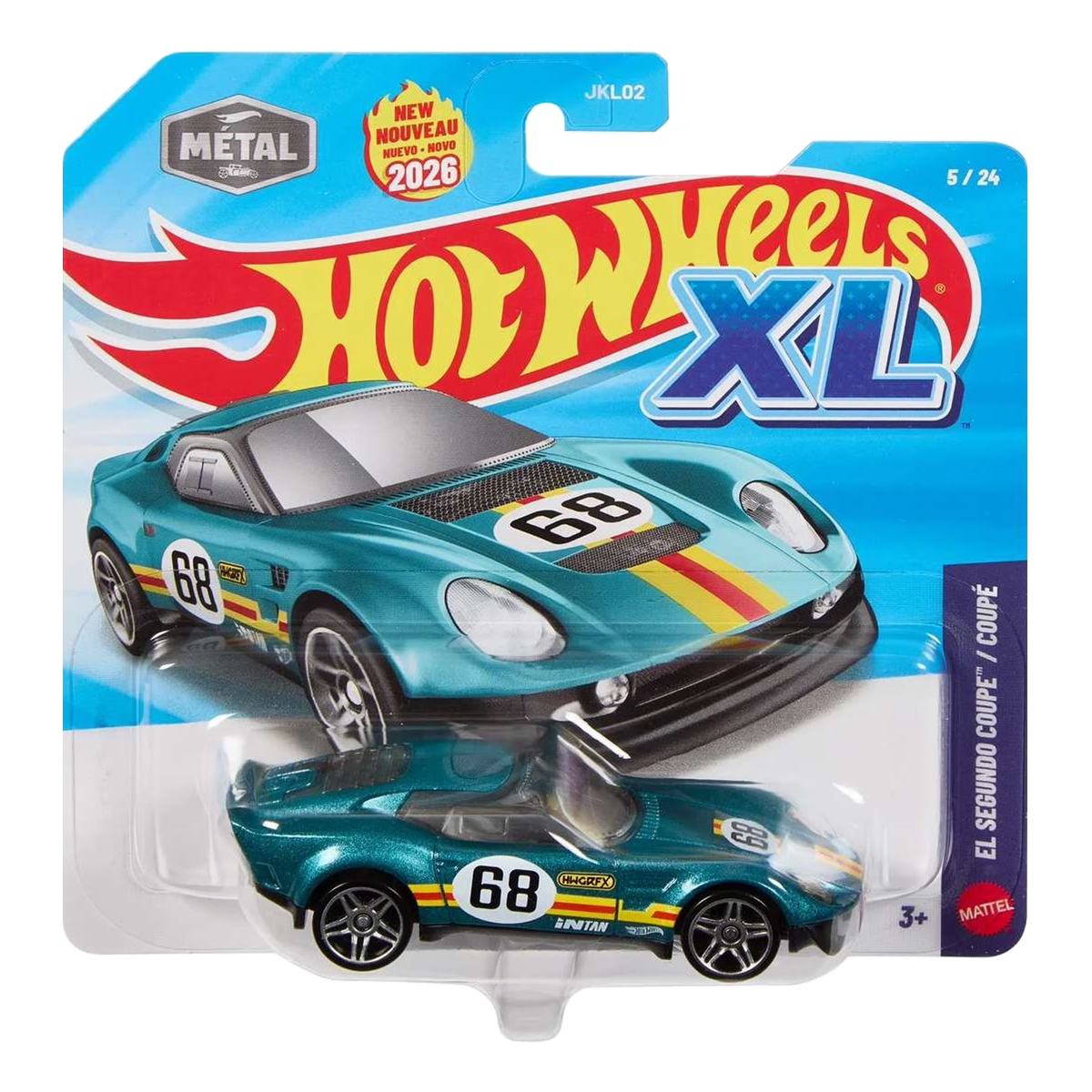 Hot Wheels XL El Segundo Coupe, Collectors Enthusiasts, Display or Play, 1:43 Scale Die-Cast, Cars Vehicles, Push and Play Car Toy