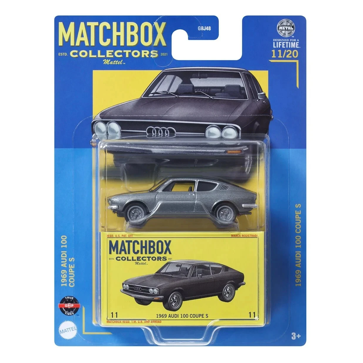 Matchbox Collectors 1969 Audi 100 Coupe S, Premium Cars Trucks, True Grip Tires, Perfect 1:64 Scale Die-Cast Vehicles
