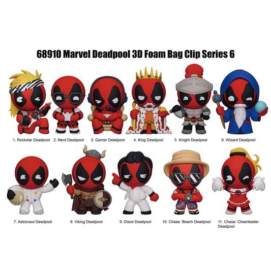 Monogram Deadpool Bag Clip, Collectible Key Chain, 3D Foam, Marvel Collectors, Special Rare Chase Figures, 68910 Marvel Deadpool Series 6
