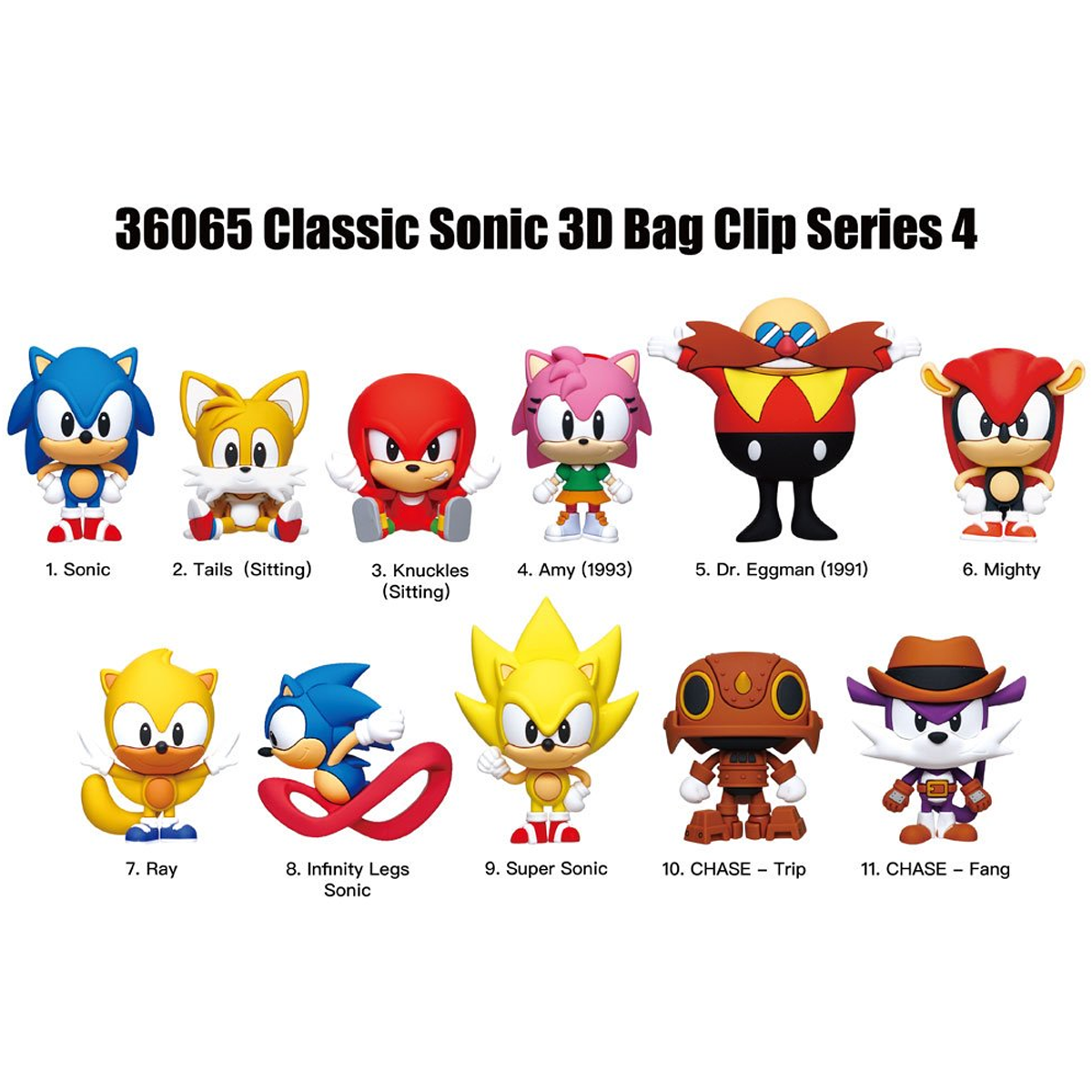 Monogram Sonic The Hedgehog Bag Clip, Collectible Key Chain, 3D Foam, Sonic Collectors, Special Rare Chase Figures, Tails, Amy, Super Sonic, Dr Robotnik