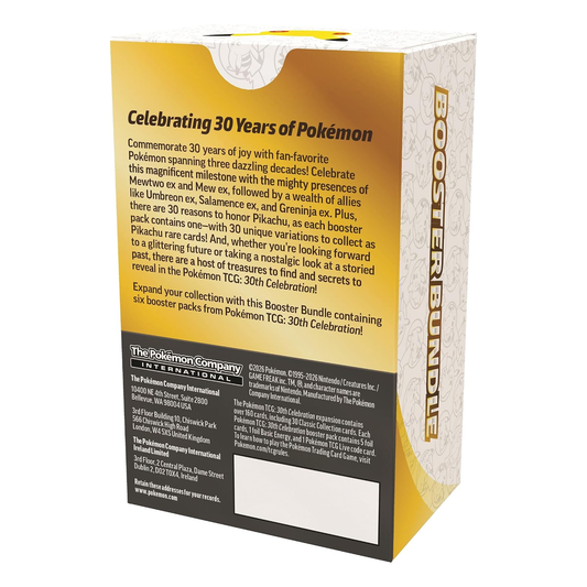 Pokémon TCG 30th Celebration Booster Bundle, Collector, Chase, Collection, Trading Card Game, Booster Expansion Pack, Art Card, Digital Code, Fan Favorite, Pikachu