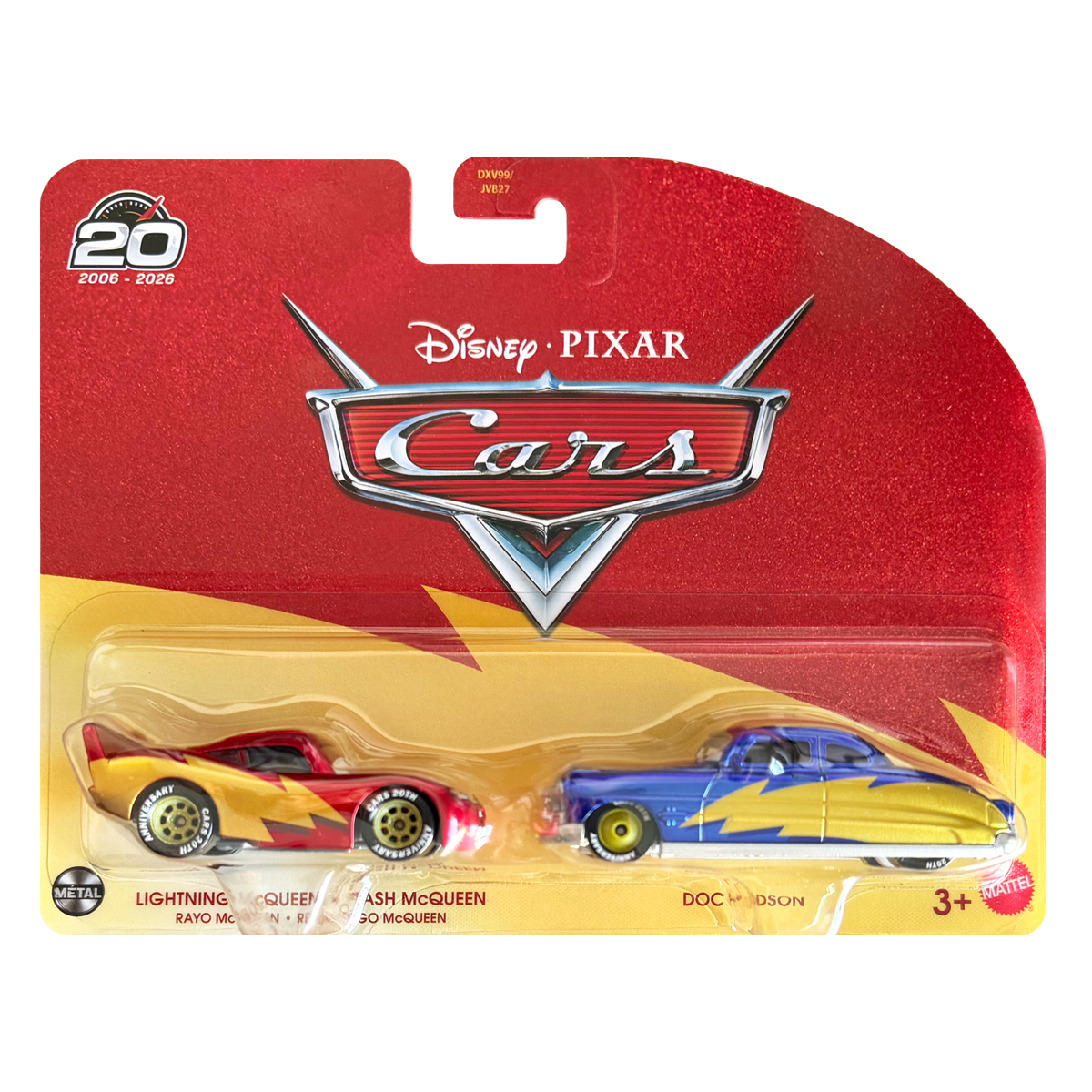 Disney Pixar Cars Lightning McQueen and Doc Hudson 20th Anniversary 2-Pack 2026, Die-Cast Metal Toy Car, Authentic Character Vehicles, Cars Movies, Disney+ Cars on the Road, Kids Push-Around Play