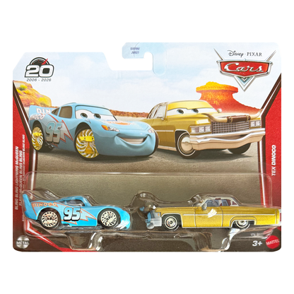 Disney Pixar Cars Bling Bling Lightning McQueen and Tex Dinoco 20th Anniversary 2-Pack 2026, Die-Cast Metal Toy Car, Authentic Character Vehicles, Cars Movies, Disney+ Cars on the Road, Kids Push-Around Play