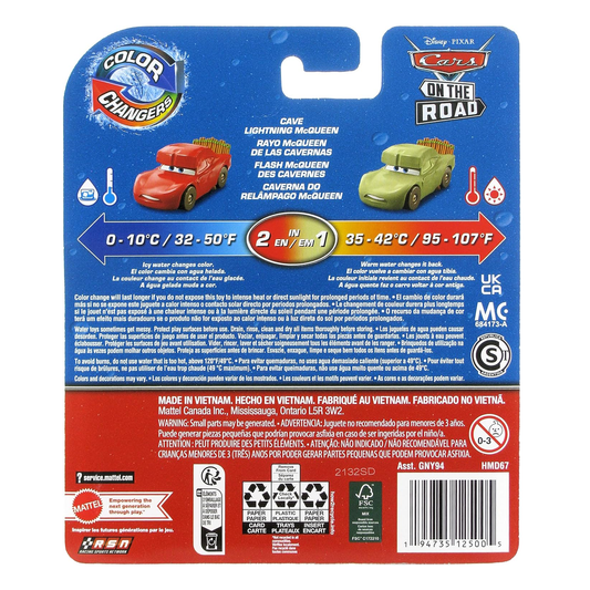 Disney Pixar Cars Color Changers Cave Lightning McQueen, Toy Car, Authentic Character Vehicles, Cars Movies, Disney+ Cars on the Road, Kids Push-Around Play