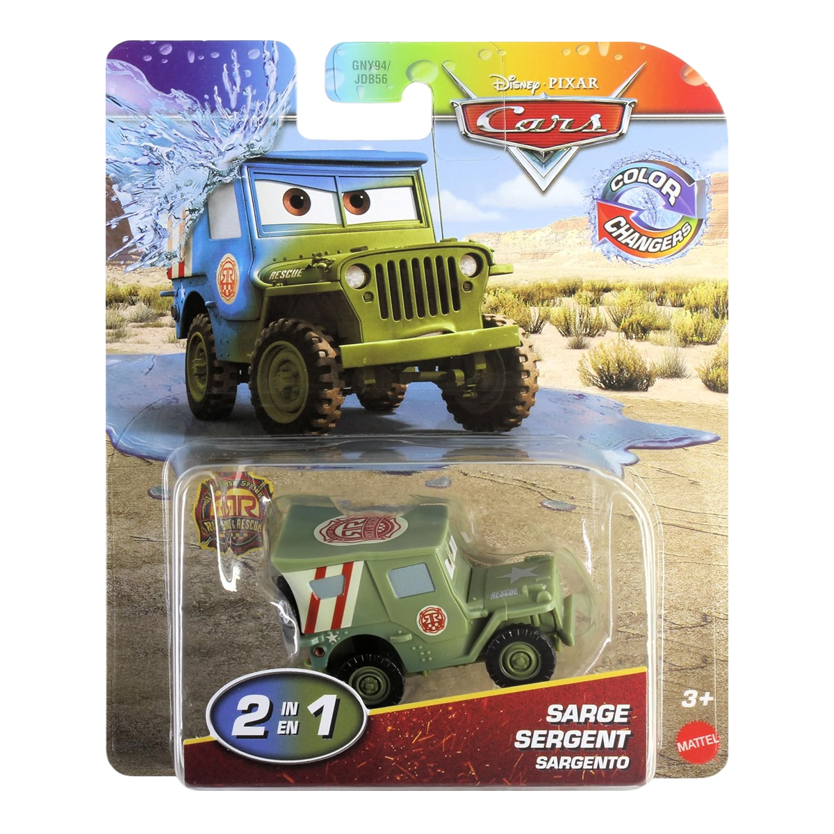 Disney Pixar Cars Color Changers Race and Rescue Sarge, Toy Car, Authentic Character Vehicles, Cars Movies, Disney+ Cars on the Road, Kids Push-Around Play