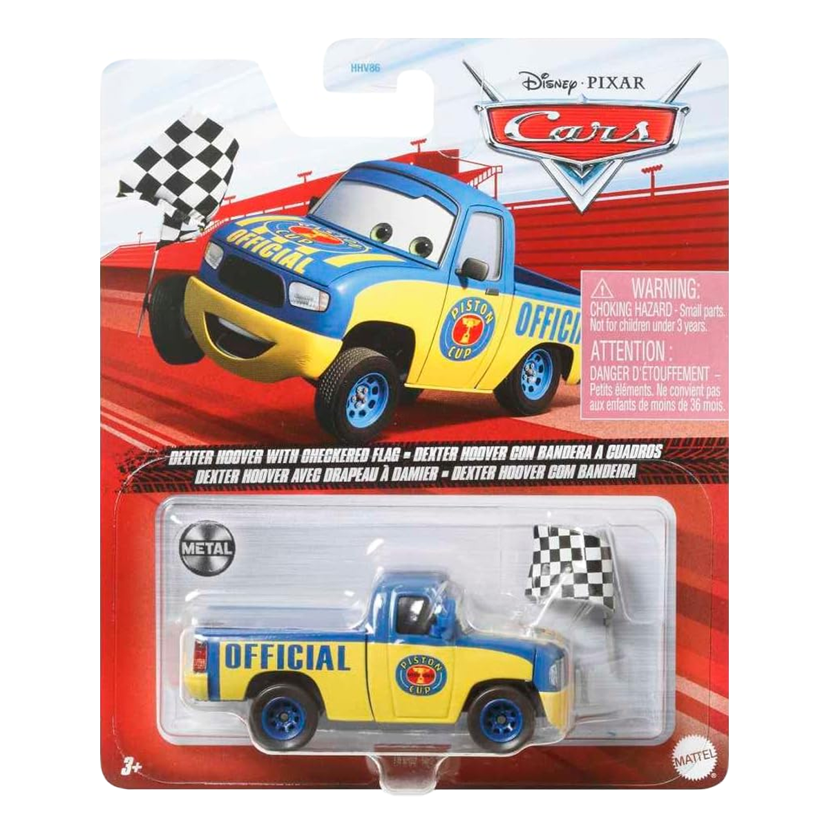 Disney Pixar Cars Dexter Hoover with Checkered Flag, Die-Cast Metal Toy Car, Authentic Character Vehicles, Cars Movies, Disney+ Cars on the Road, Kids Push-Around Play