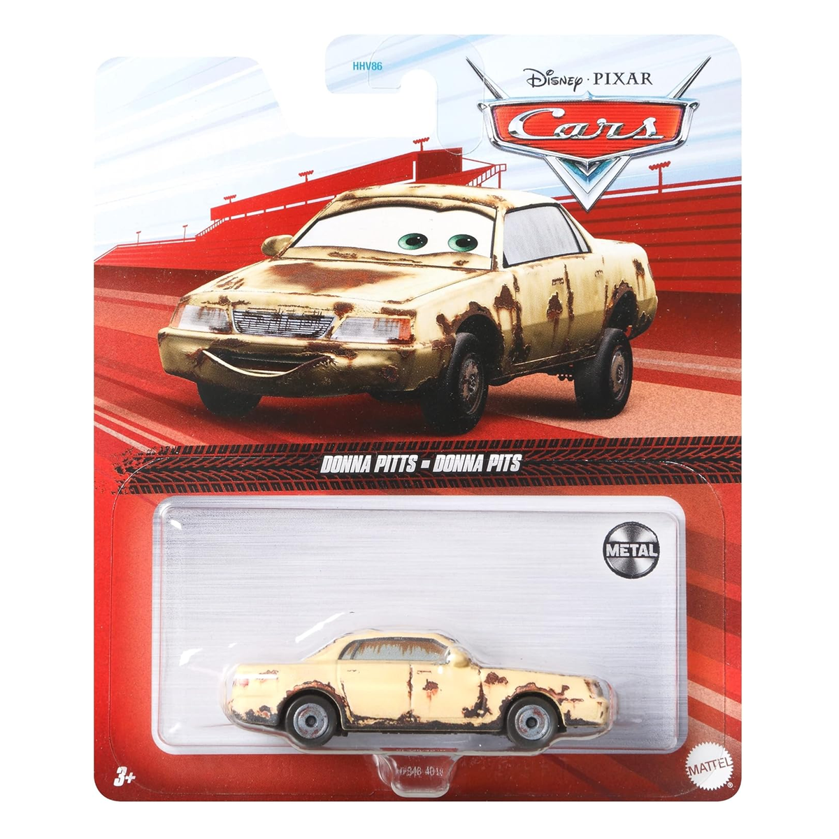 Disney Pixar Cars Donna Pitts, Die-Cast Metal Toy Car, Authentic Character Vehicles, Cars Movies, Disney+ Cars on the Road, Kids Push-Around Play