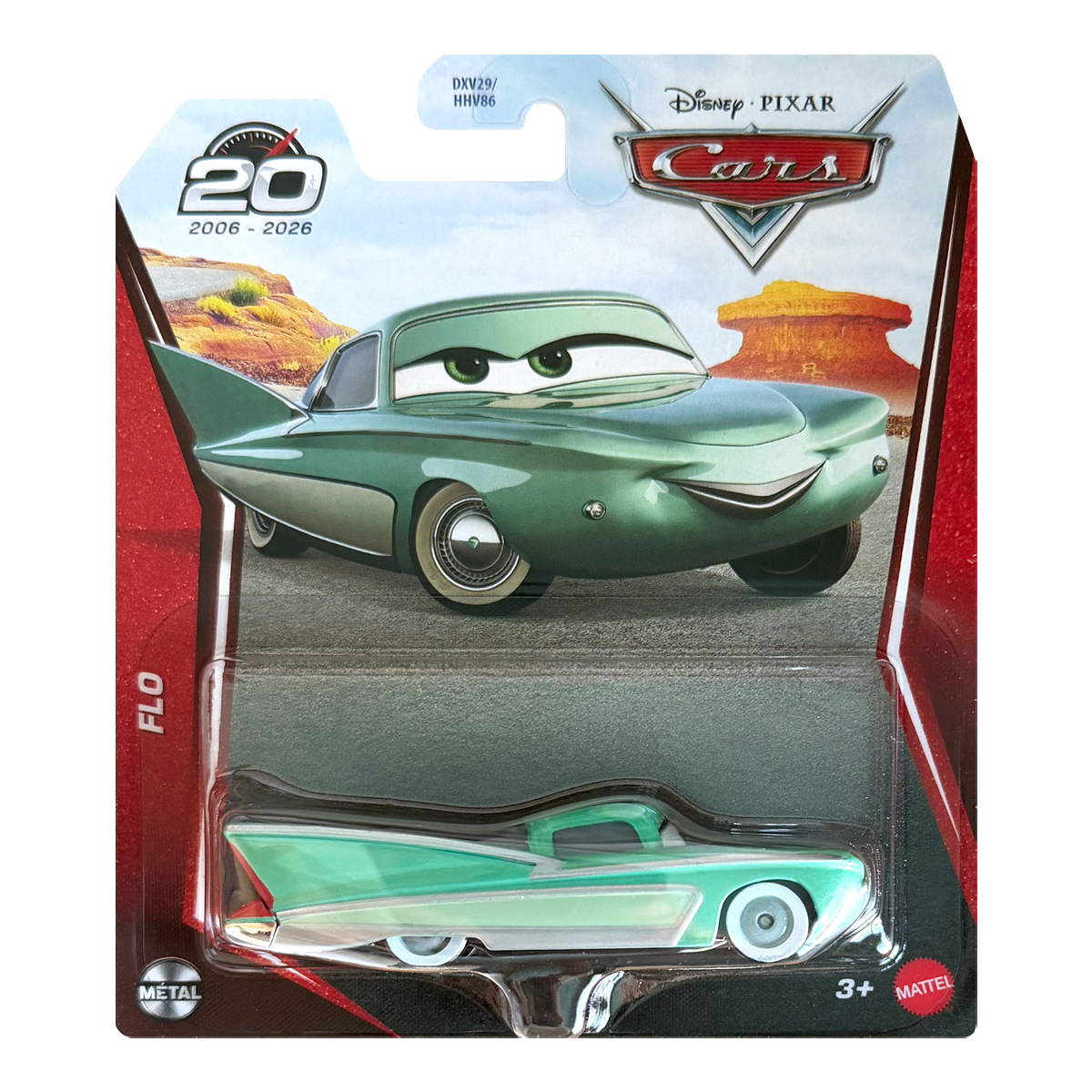 Disney Pixar Cars 20th Anniversary Flo Race To Celebrate, Die-Cast Metal Toy Car, Authentic Character Vehicles, Cars Movies, Disney+ Cars on the Road, Kids Push-Around Play