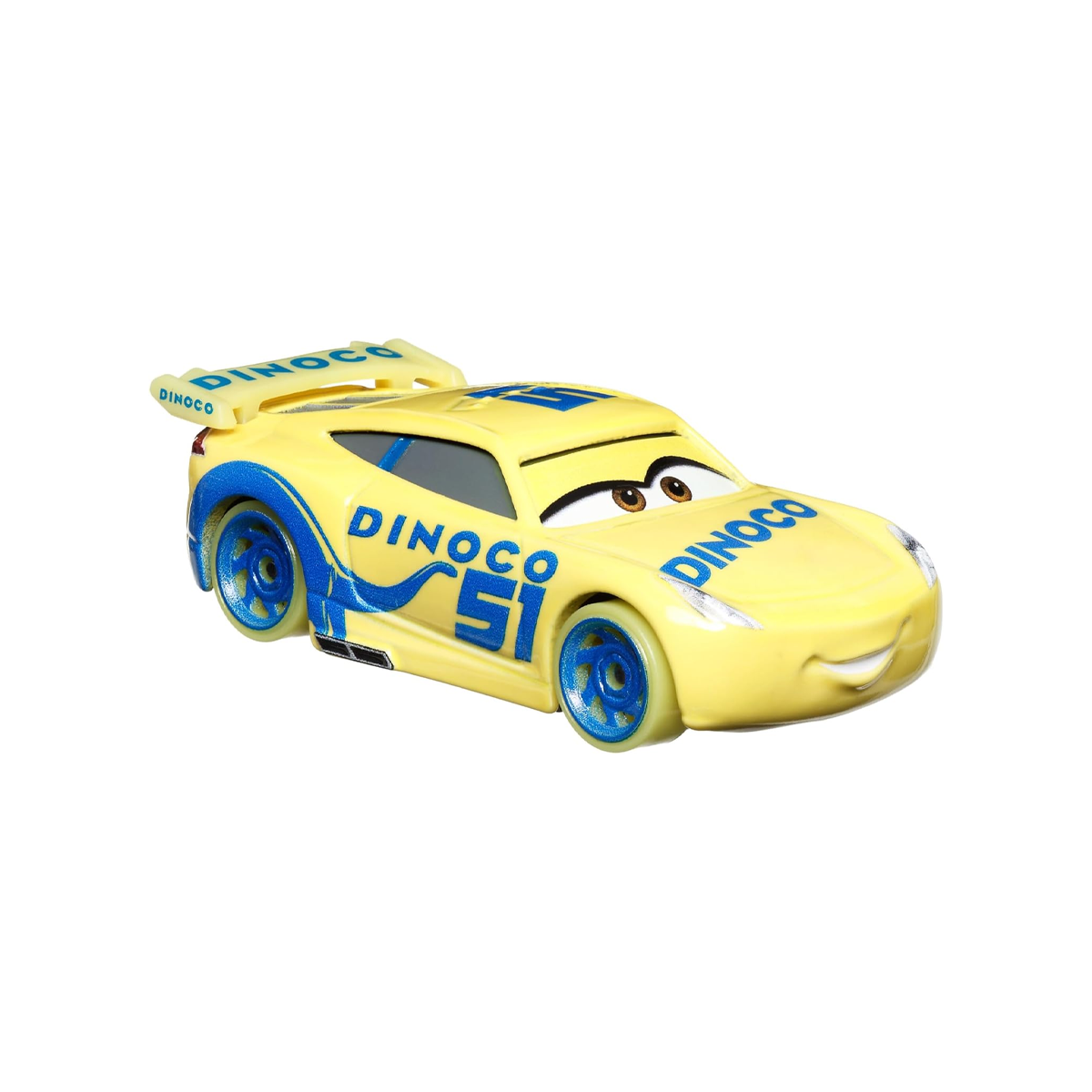 Disney Pixar Cars Glow Racers Dinoco Cruz Ramirez, Toy Car, Authentic Character Vehicles, Cars Movies, Disney+ Cars on the Road, Kids Push-Around Play, Glow in the Dark
