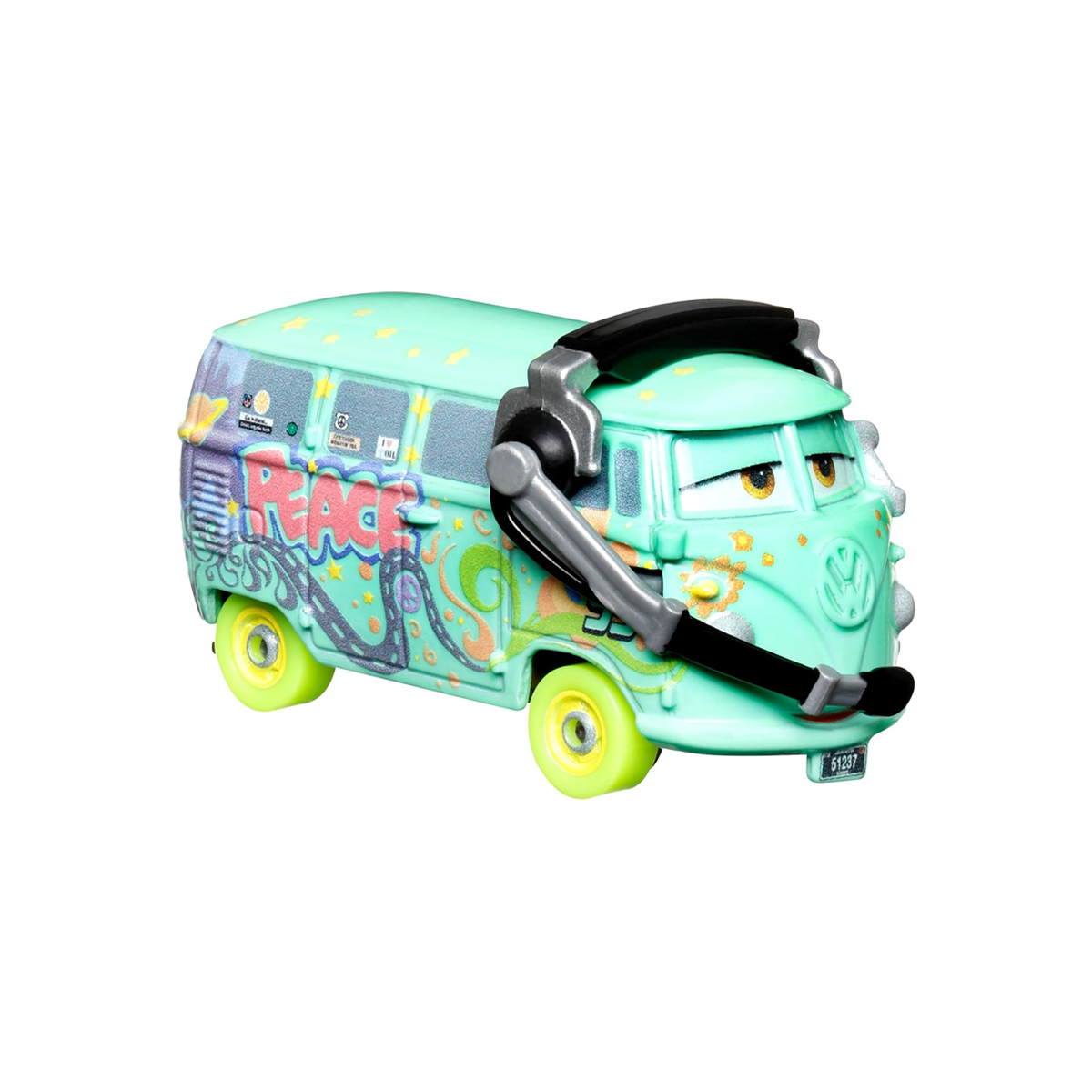 Disney Pixar Cars Glow Racers Fillmore, Toy Car, Authentic Character Vehicles, Cars Movies, Disney+ Cars on the Road, Kids Push-Around Play, Glow in the Dark