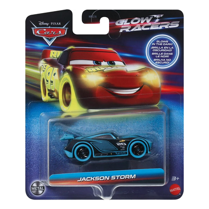 Disney Pixar Cars Glow Racers Jackson Storm, Toy Car, Authentic Character Vehicles, Cars Movies, Disney+ Cars on the Road, Kids Push-Around Play, Glow in the Dark