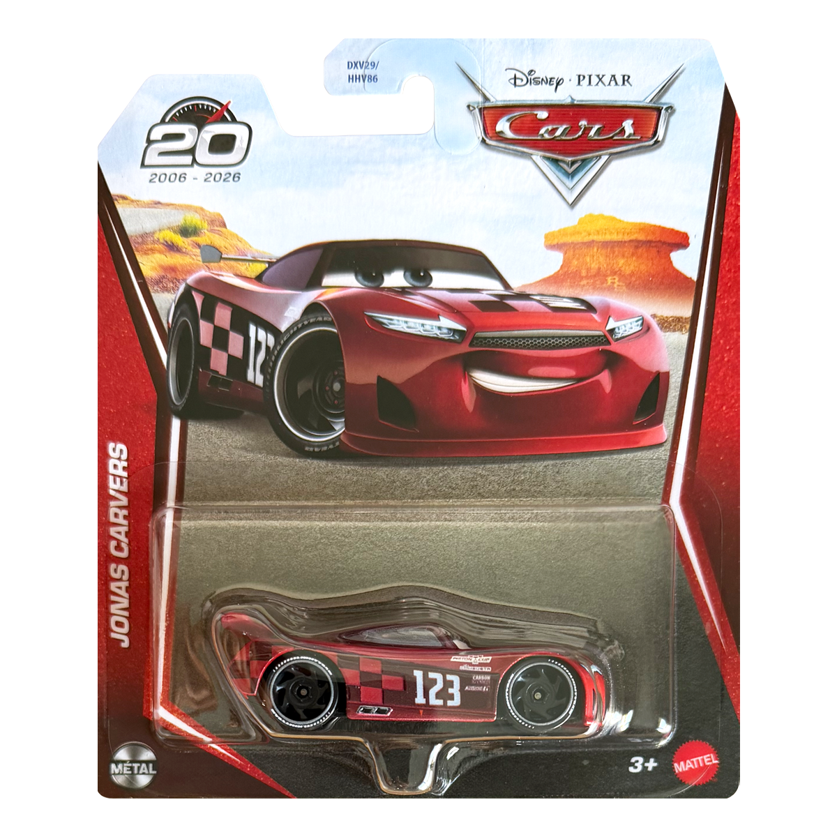 Disney Pixar Cars 20th Anniversary Jonas Carvers, Die-Cast Metal Toy Car, Authentic Character Vehicles, Cars Movies, Disney+ Cars on the Road, Kids Push-Around Play