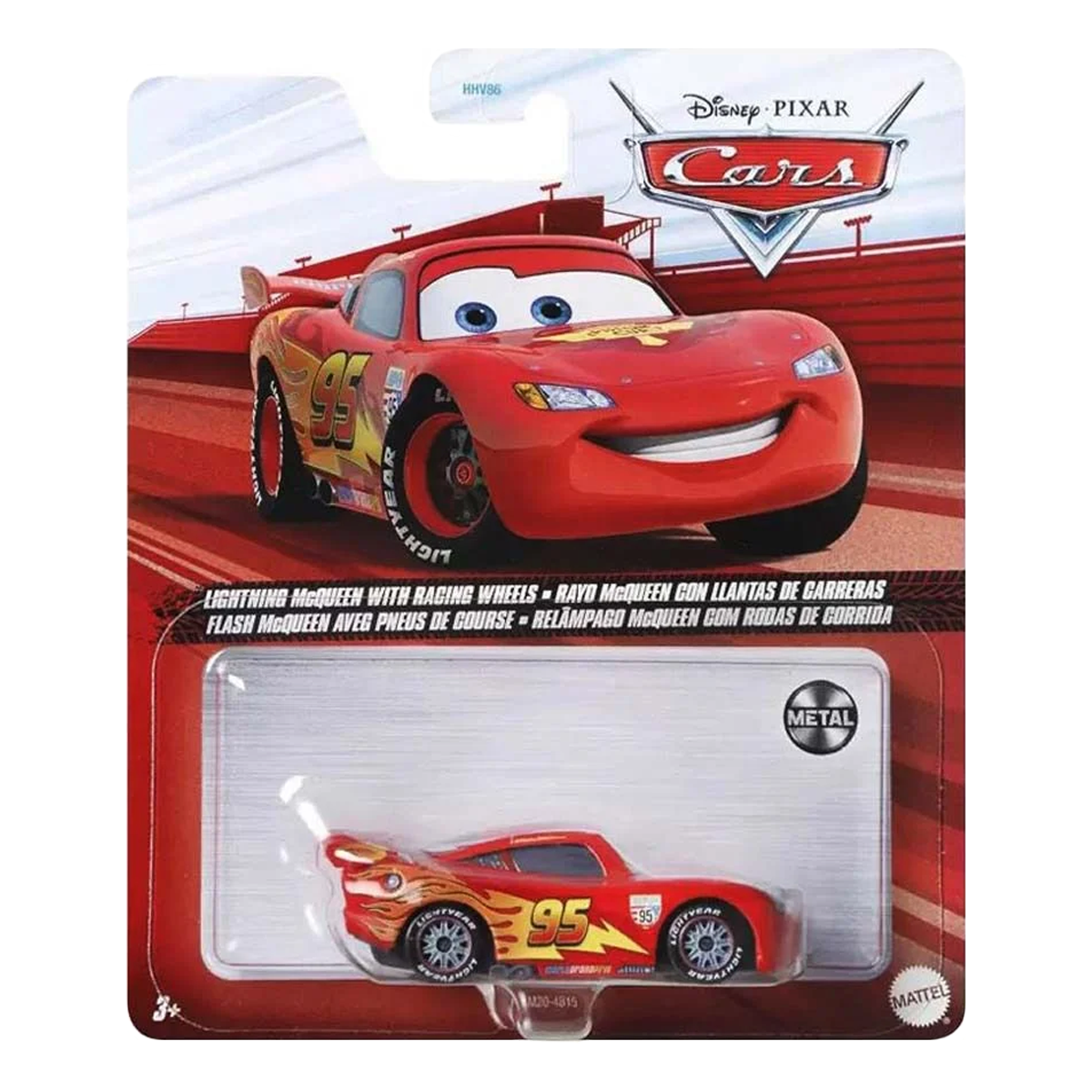 Disney Pixar Cars Lightning McQueen with Racing Wheels, Die-Cast Metal Toy Car, Authentic Character Vehicles, Cars Movies, Disney+ Cars on the Road, Kids Push-Around Play