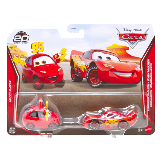Disney Pixar Cars Maddy McGear and Lightning McQueen 20th Anniversary 2-Pack 2026, Die-Cast Metal Toy Car, Authentic Character Vehicles, Cars Movies, Disney+ Cars on the Road, Kids Push-Around Play