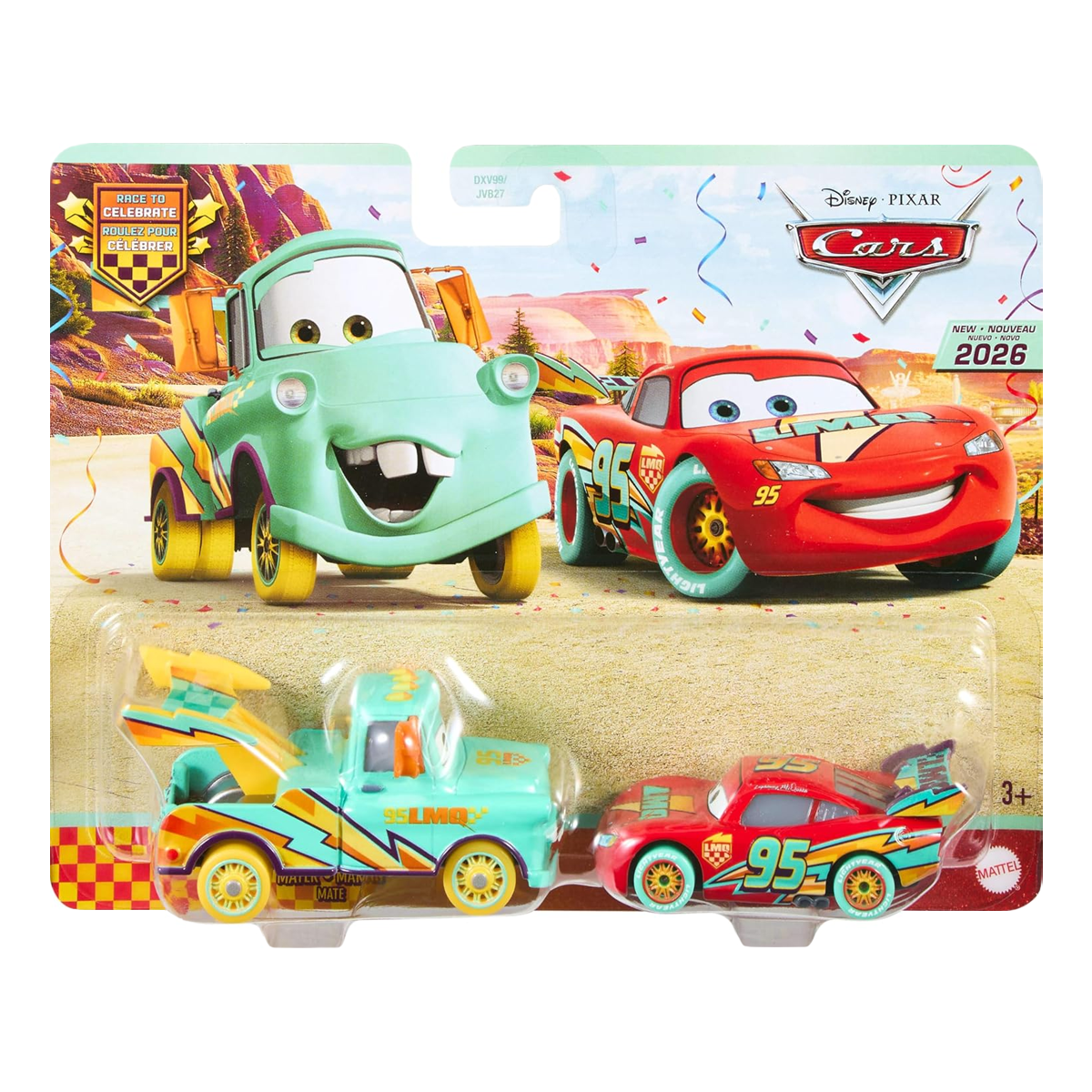 Disney Pixar Cars Mater and Lightning McQueen 20th Anniversary Race To Celebrate 2-Pack 2026, Die-Cast Metal Toy Car, Authentic Character Vehicles, Cars Movies, Disney+ Cars on the Road, Kids Push-Around Play