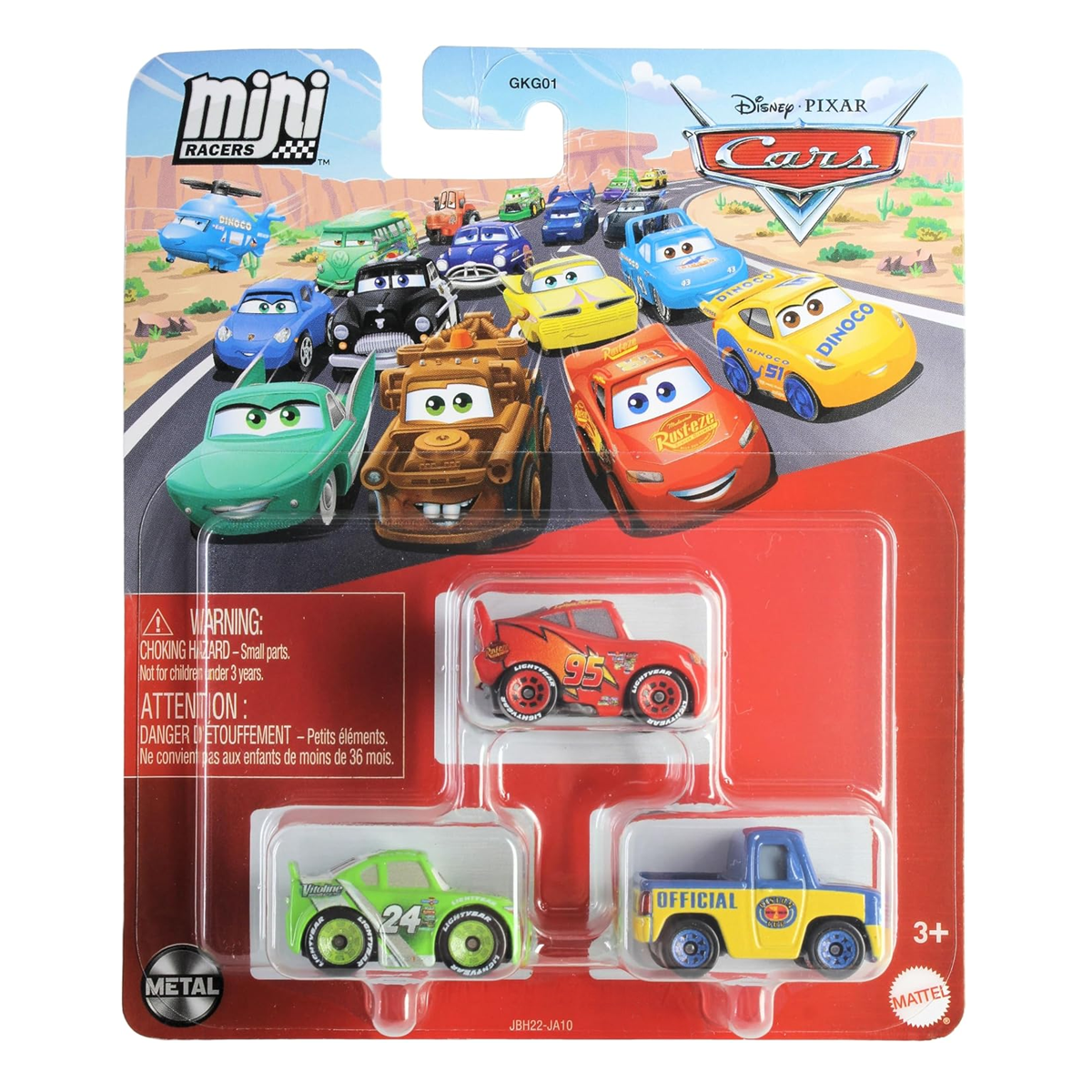 Disney Pixar Cars Mini Racers 3-Pack Lightning McQueen Brick Yardley and Dexter Hoover, Toy Car, Authentic Character Vehicles, Cars Movies, Disney+ Cars on the Road, Kids Push-Around Play, Fans, Collectors