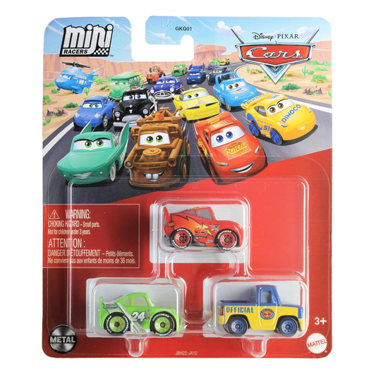 Disney Pixar Cars Mini Racers 3-Pack Lightning McQueen Brick Yardley and Dexter Hoover, Toy Car, Authentic Character Vehicles, Cars Movies, Disney+ Cars on the Road, Kids Push-Around Play, Fans, Collectors
