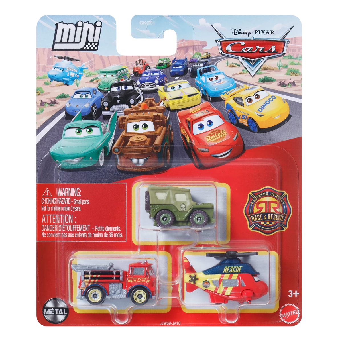 Disney Pixar Cars Mini Racers 3-Pack Sarge, Red and Rotor Turbosky, Toy Car, Authentic Character Vehicles, Cars Movies, Disney+ Cars on the Road, Kids Push-Around Play, Fans, Collectors