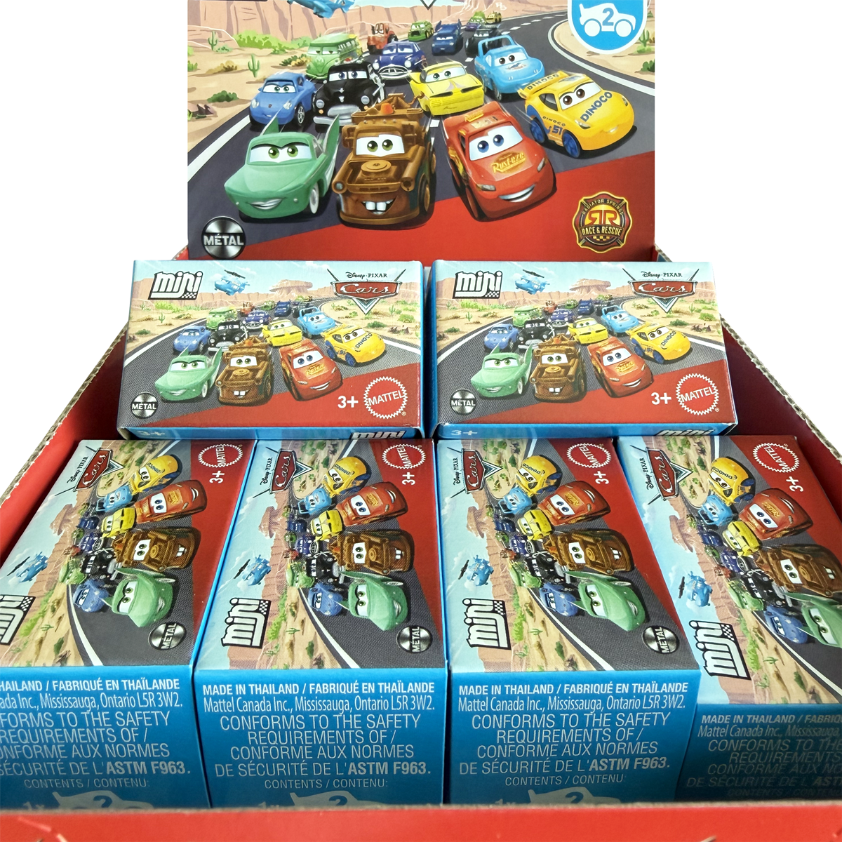 Disney Pixar Cars Mini Racers Series 2 3, Blind Packaging 1 Pack, Lightning McQueen, Doc Hudson, Ramone, Mater, Sheriff, Sterling, Rusteze Cruz Ramirez, Toy Car, Authentic Character Vehicles, Cars Movies, Disney+ Cars on the Road, Kids Push-Around Play, Fans, Collectors