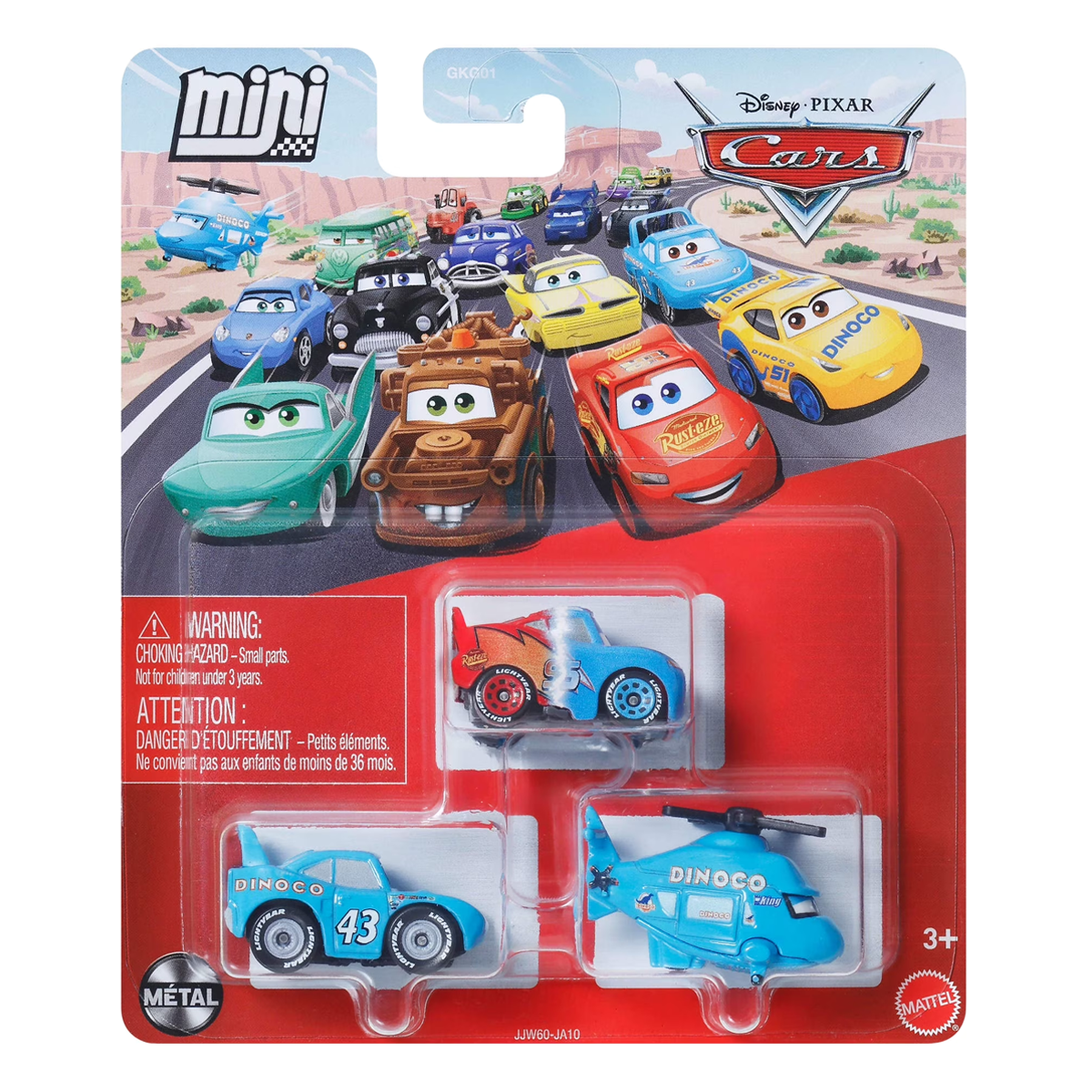 Disney Pixar Cars Mini Racers 3-Pack Transforming Lightning McQueen Rotor Turbosky Strip Weathers Aka The King, Toy Car, Authentic Character Vehicles, Cars Movies, Disney+ Cars on the Road, Kids Push-Around Play, Fans, Collectors