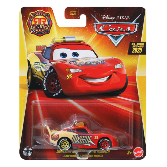 Disney Pixar Cars Race & Rescue Lightning McQueen 2025, Die-Cast Metal Toy Car, Authentic Character Vehicles, Cars Movies, Disney+ Cars on the Road, Kids Push-Around Play