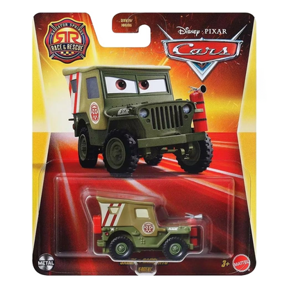 Disney Pixar Cars Radiator Springs Race & Rescue Sarge, Die-Cast Metal Toy Car, Authentic Character Vehicles, Cars Movies, Disney+ Cars on the Road, Kids Push-Around Play