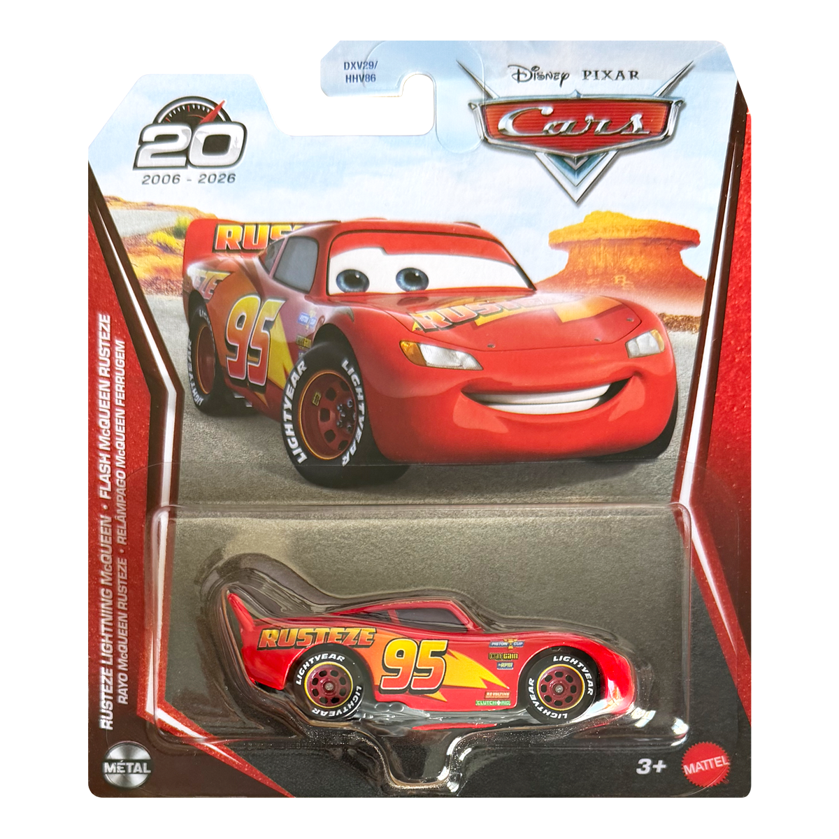 Disney Pixar Cars Rusteze Lightning McQueen 20th Anniversary 2026, Die-Cast Metal Toy Car, Authentic Character Vehicles, Cars Movies, Disney+ Cars on the Road, Kids Push-Around Play