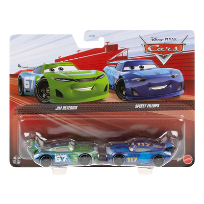 Disney Pixar Cars 2-Pack Jim Reverick and Spikey Fillups 2026, Die-Cast Metal Toy Car, Authentic Character Vehicles, Cars Movies, Disney+ Cars on the Road, Kids Push-Around Play