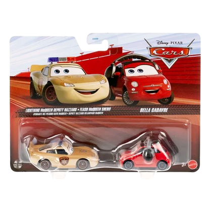 Disney Pixar Cars 2-Pack Lightning McQueen Deputy Hazard and Bella Cadavre 2026, Die-Cast Metal Toy Car, Authentic Character Vehicles, Cars Movies, Disney+ Cars on the Road, Kids Push-Around Play