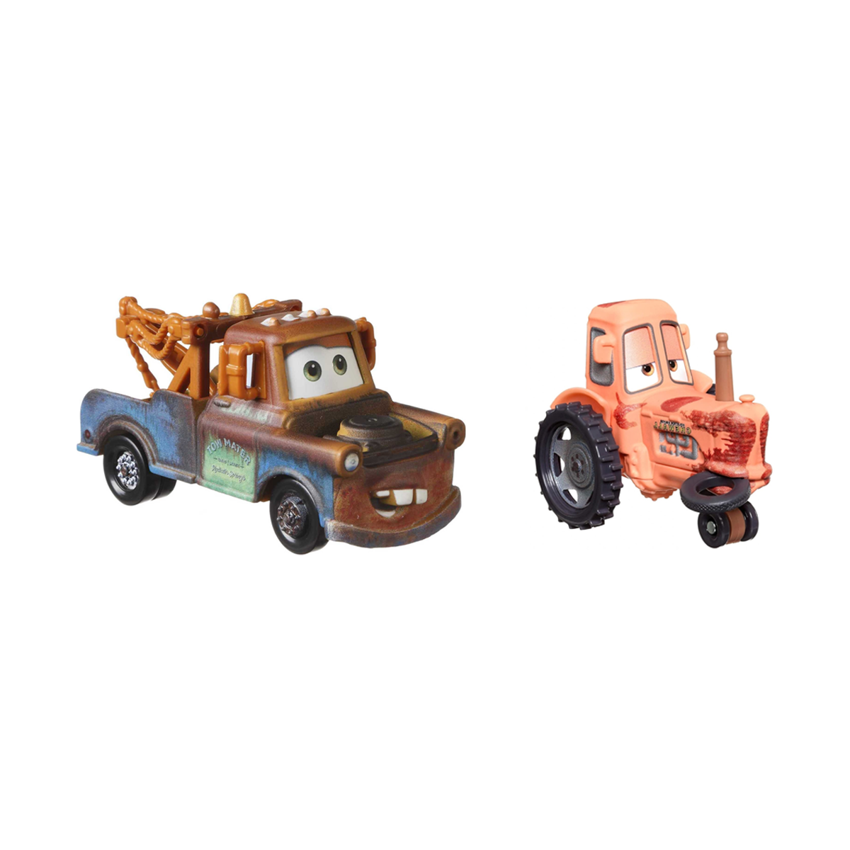 Disney Pixar Cars 2-Pack Mater and Tractor with Tire in Mouth 2026, Die-Cast Metal Toy Car, Authentic Character Vehicles, Cars Movies, Disney+ Cars on the Road, Kids Push-Around Play