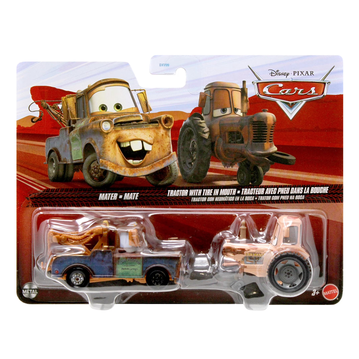 Disney Pixar Cars 2-Pack Mater and Tractor with Tire in Mouth 2026, Die-Cast Metal Toy Car, Authentic Character Vehicles, Cars Movies, Disney+ Cars on the Road, Kids Push-Around Play
