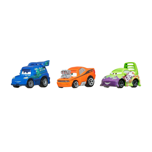 Disney Pixar Cars Mini Racers 3-Pack DJ Snot Rod and Wingo, Toy Car, Authentic Character Vehicles, Cars Movies, Disney+ Cars on the Road, Kids Push-Around Play, Fans, Collectors