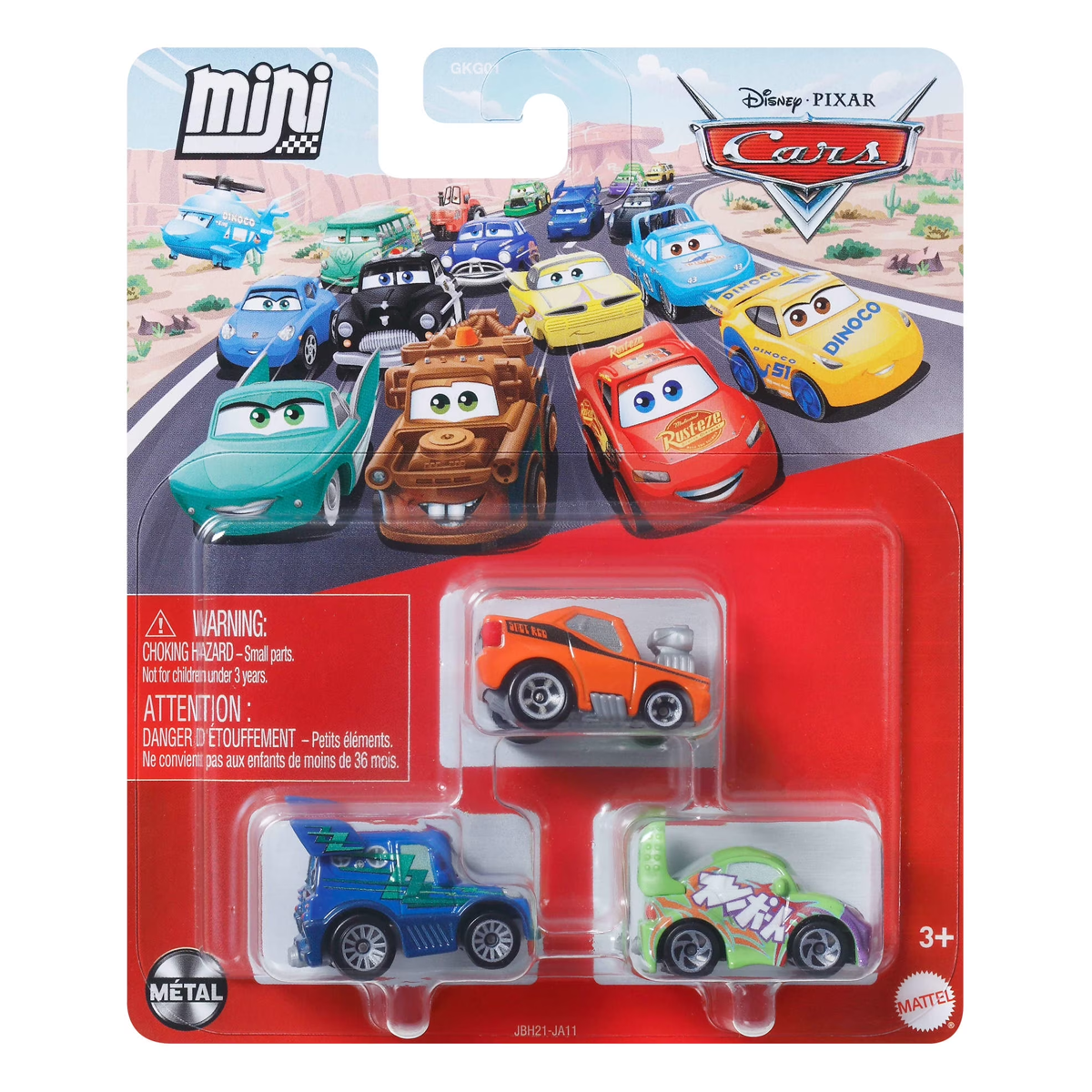 Disney Pixar Cars Mini Racers 3-Pack DJ Snot Rod and Wingo, Toy Car, Authentic Character Vehicles, Cars Movies, Disney+ Cars on the Road, Kids Push-Around Play, Fans, Collectors