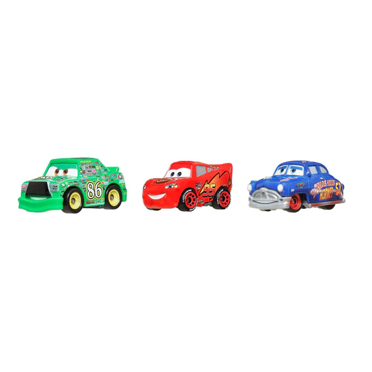 Disney Pixar Cars Mini Racers 3-Pack Fabulous Hudson Hornet Chick Hicks and Lightning McQueen, Toy Car, Authentic Character Vehicles, Cars Movies, Disney+ Cars on the Road, Kids Push-Around Play, Fans, Collectors