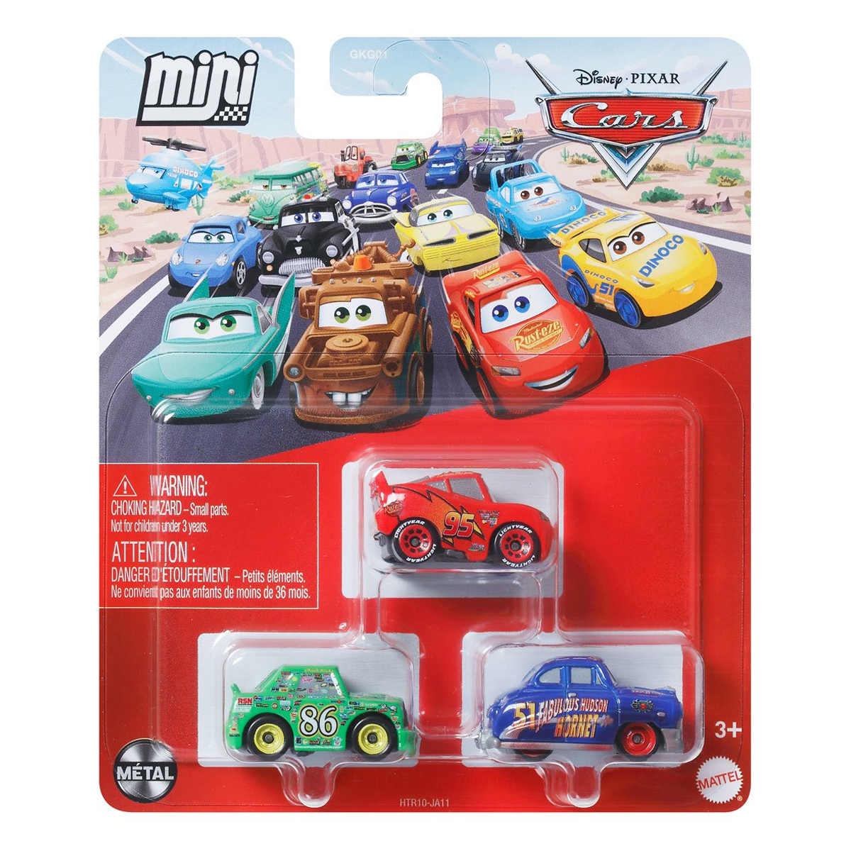 Disney Pixar Cars Mini Racers 3-Pack Fabulous Hudson Hornet Chick Hicks and Lightning McQueen, Toy Car, Authentic Character Vehicles, Cars Movies, Disney+ Cars on the Road, Kids Push-Around Play, Fans, Collectors