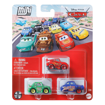 Disney Pixar Cars Mini Racers 3-Pack Fabulous Hudson Hornet Chick Hicks and Lightning McQueen, Toy Car, Authentic Character Vehicles, Cars Movies, Disney+ Cars on the Road, Kids Push-Around Play, Fans, Collectors