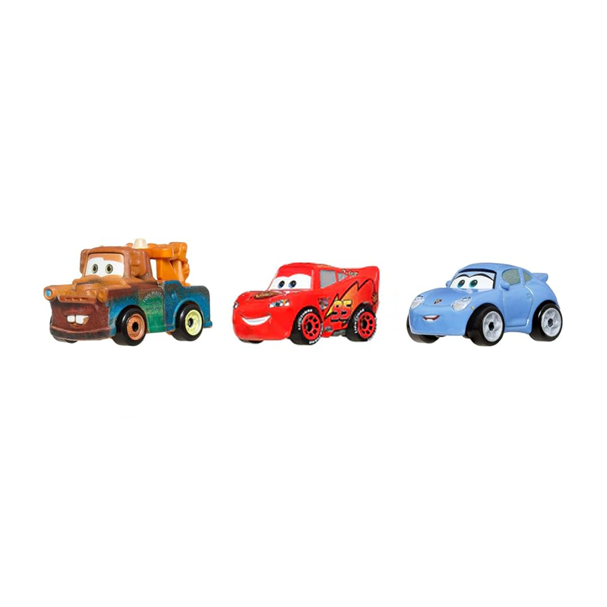 Disney Pixar Cars Mini Racers 3-Pack Sally Lightning McQueen and Mater, Toy Car, Authentic Character Vehicles, Cars Movies, Disney+ Cars on the Road, Kids Push-Around Play, Fans, Collectors