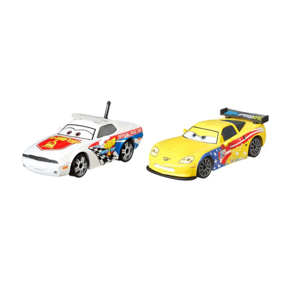 Disney Pixar Cars 2-Pack Pat Traxson and Jeff Gorvette 2026, Die-Cast Metal Toy Car, Authentic Character Vehicles, Cars Movies, Disney+ Cars on the Road, Kids Push-Around Play