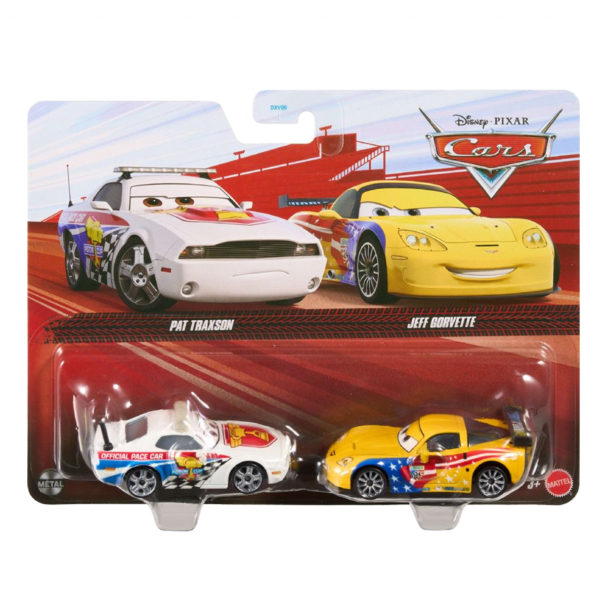 Disney Pixar Cars 2-Pack Pat Traxson and Jeff Gorvette 2026, Die-Cast Metal Toy Car, Authentic Character Vehicles, Cars Movies, Disney+ Cars on the Road, Kids Push-Around Play