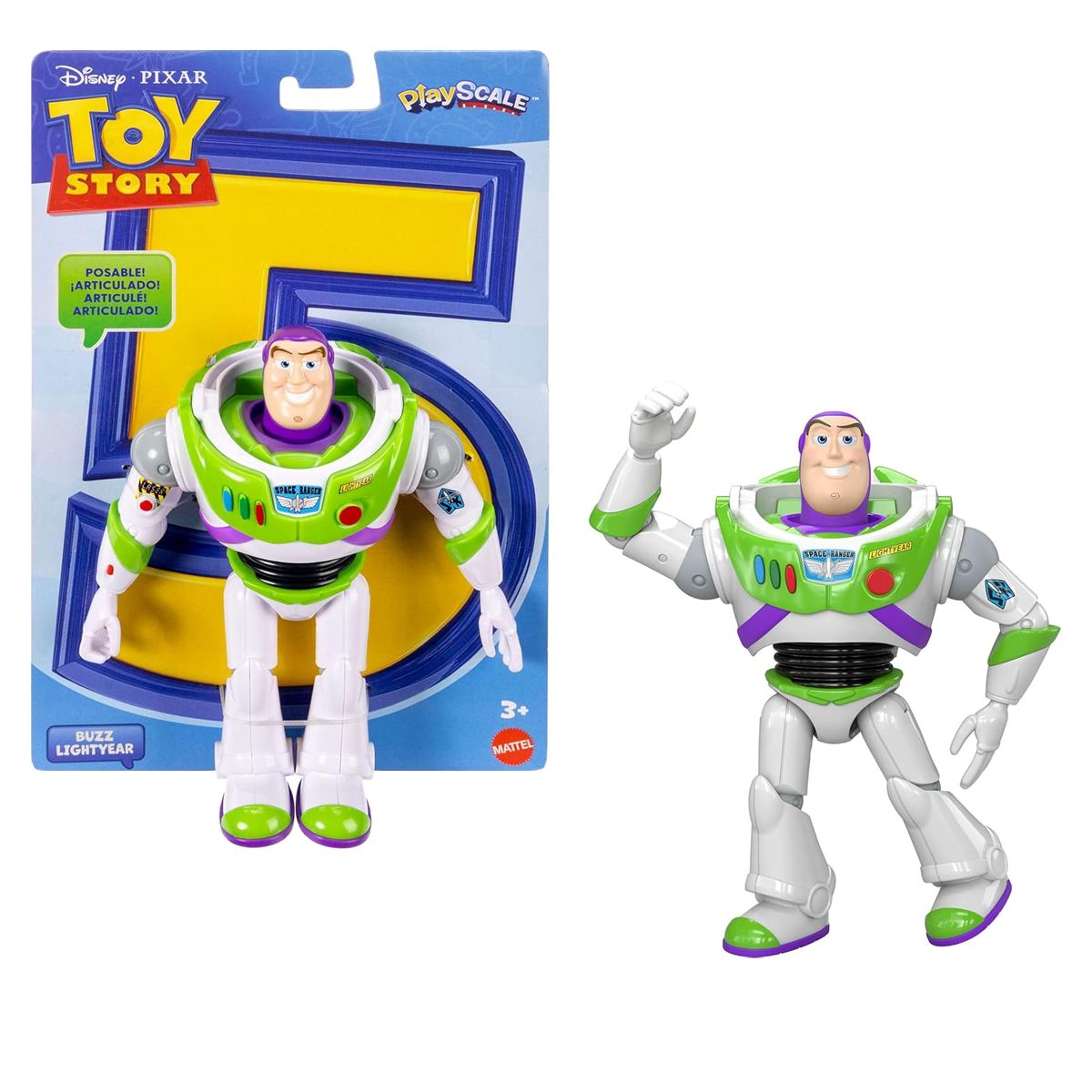 Disney Pixar Toy Story Play Scale Buzz Lightyear, Mattel Action Figure, Favorite Characters, Realistic Play or Display, Fun Toy For Kids, Accurate Authentic, Officially Licensed,