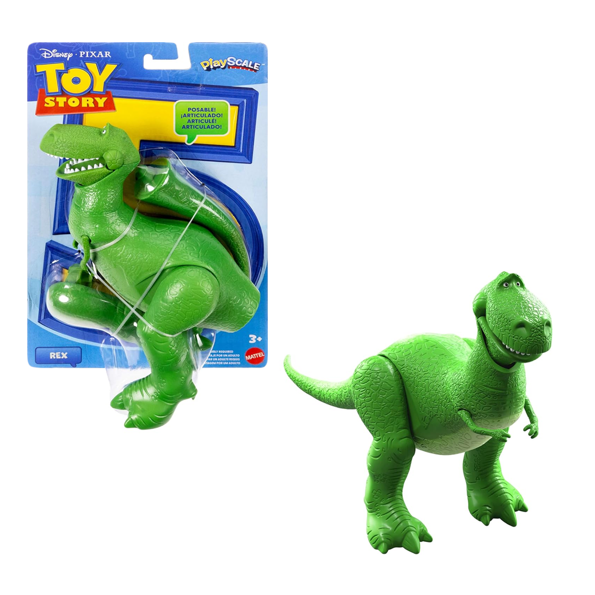 Disney Pixar Toy Story Play Scale Rex, Mattel Action Figure, Favorite Characters, Realistic Play or Display, Fun Toy For Kids, Accurate Authentic, Officially Licensed,